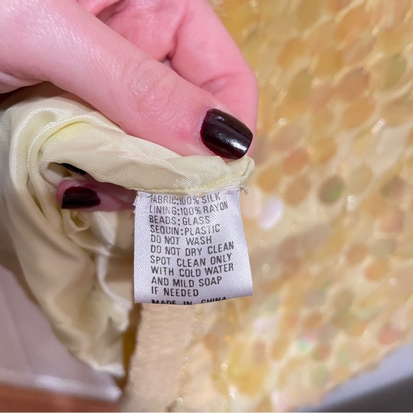 Vintage Yellow silk sequin top - Picture 2 of 5